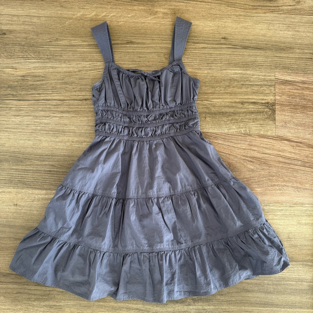 Aritzia Sunday Best Martine Poplin Blue/Gray Mini Dress - Picture 4 of 6